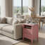 Ensemble de table de chevet 18 po à 2 tiroirs cannelés 18 po, rose moderne avec rangement