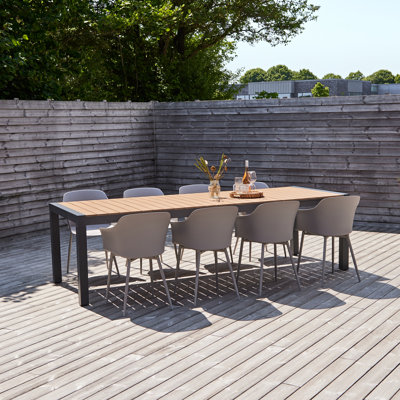 8 - Person Metal Patio Dining Set with Extendable Rectangular Table