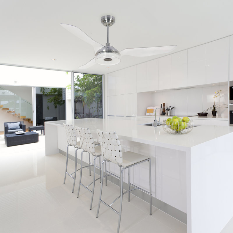 Ventilateur de plafond intelligent DEL à 3 pales de 56 po avec télécommande et ensemble d'éclairage inclus Parkstone