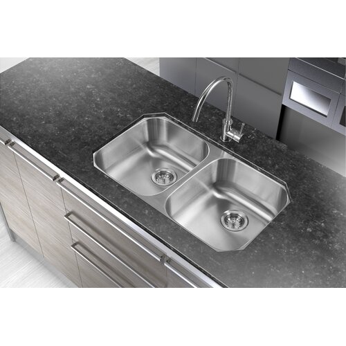 Winpro 32.25'' L Undermount Double Bowl Stainless Steel Kitchen Sink ...