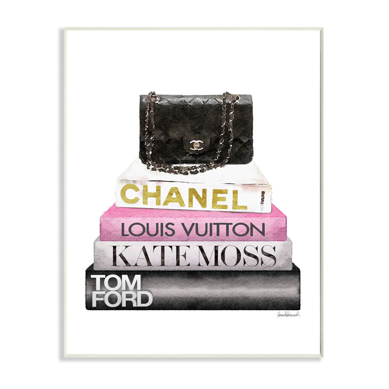 « mode-main bookstack rose black », impression, Plaque murale, H 15 po x l 10 po