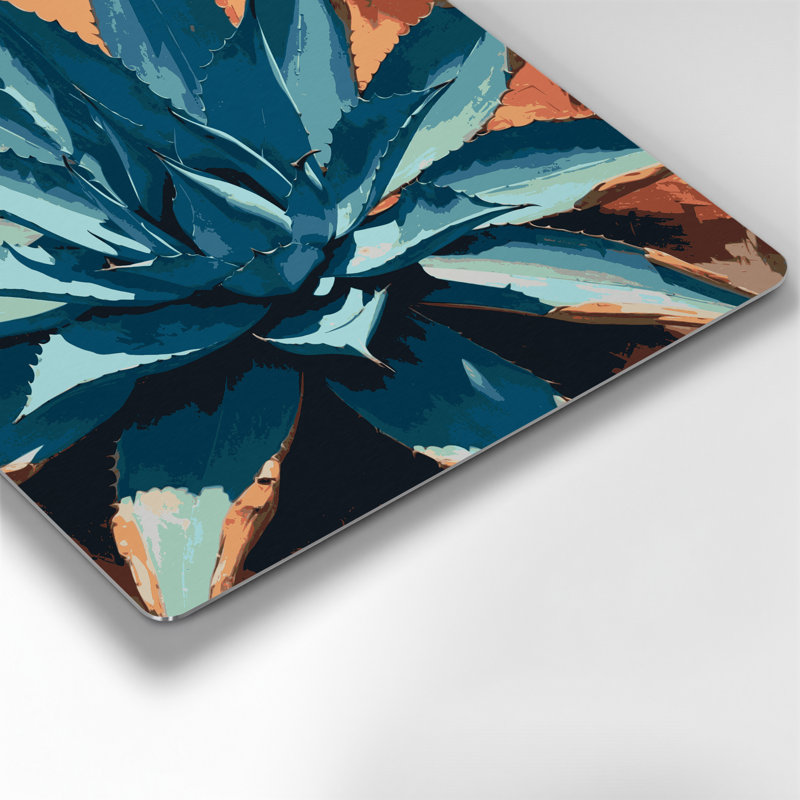 «Southwestern Plants Agave Plant 146», art mural gris en métal, H 32 po x l 32 po