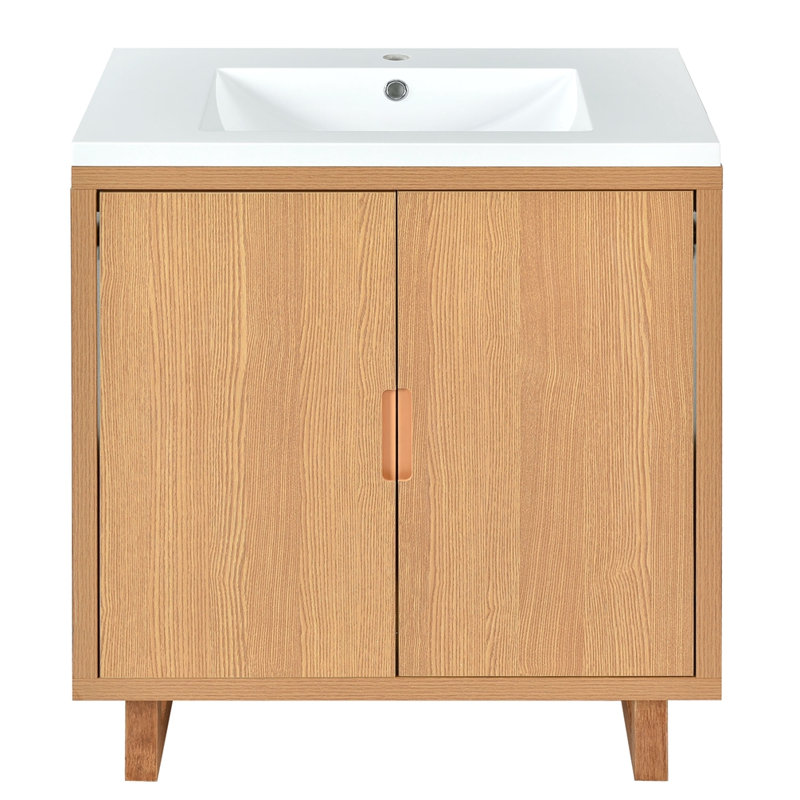 Ensemble de meuble-lavabo simple 18,21 po avec plateau en résine, Bois robuste