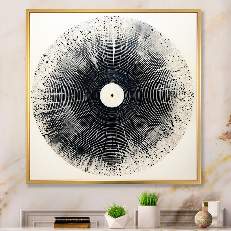 Vinyle disque vinyle Serenade III, H 30 po x l 30 po x P 1 po, Cadre flottant doré
