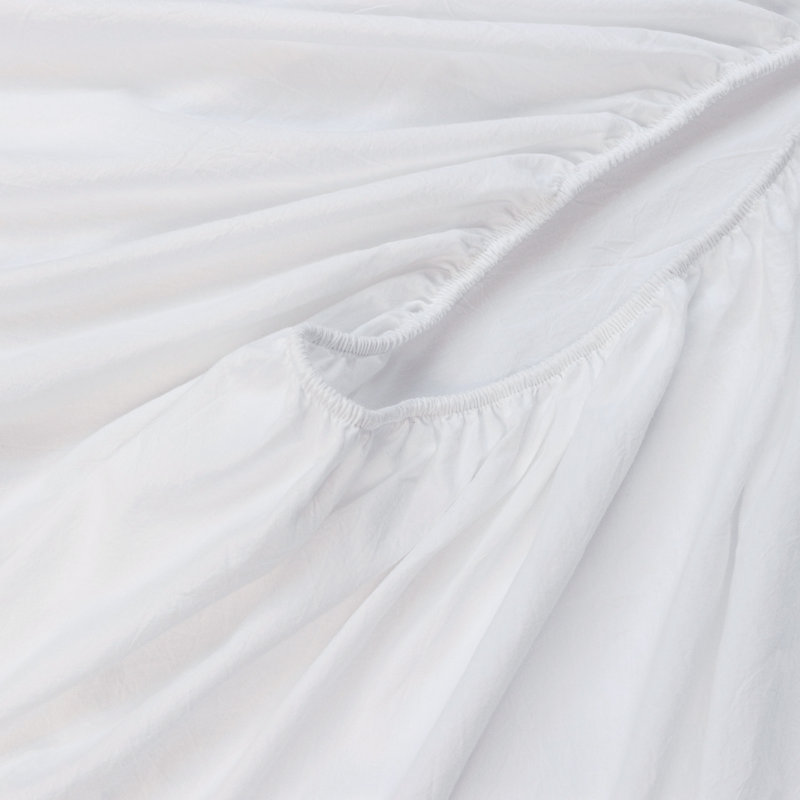 Drap-housse Bestouch 100% coton lin lavé, Drap-housse grand, Blanc brillant
