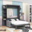 Grand lit escamotable en bois avec canapé et tablettes-533973823