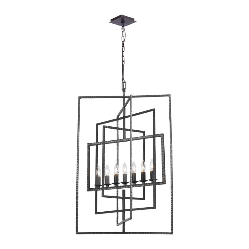 Lustre carré/rectangulaire 7 lumières style bougie Kilmarnock, Acier