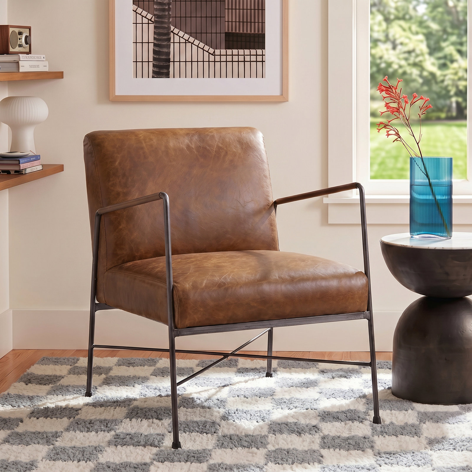 Derry 55.88Cm Wide Genuine Leather Armchair, Cappuccino Genuine Leather