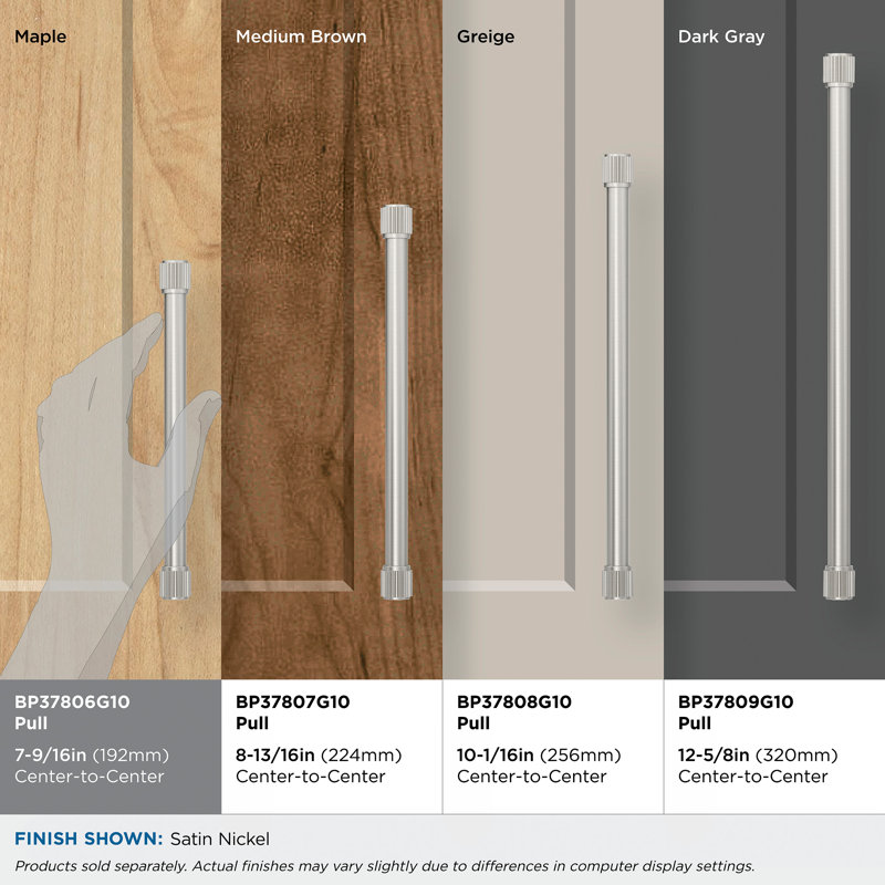 Poignée d'armoire Farewind, 7 9/16", Nickel satiné