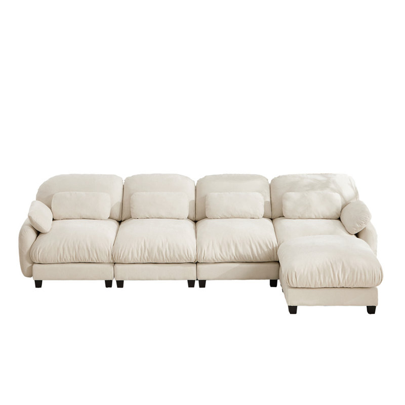 Canapé modulaire en L modulaire, Chenille beige