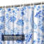 Rideau de douche bleu à motif floral avec 12 crochets-1809247471