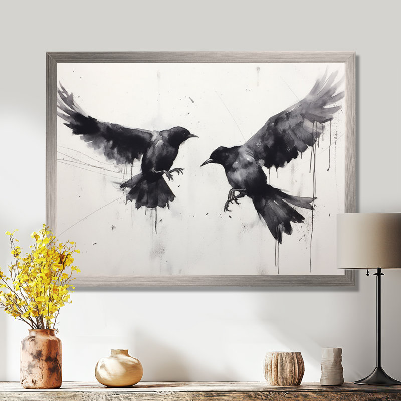 Impression sur toile, corbeau mystique - Mystic Ravens I, Cadre simple argenté, H 34 po x l 44 po x P 1,5 po