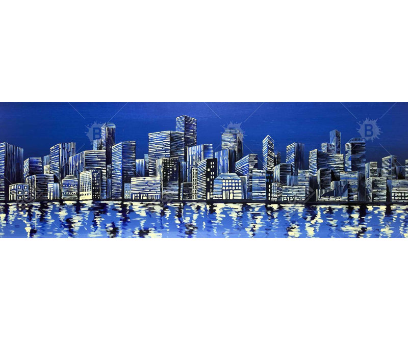 «City In Blue» sur toile, H 20 po x l 60 po