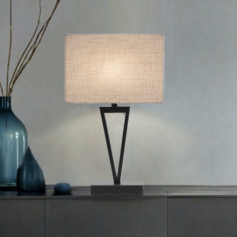 Airianna TABLE LAMP CW LINEN SHADE, Black, Grey
