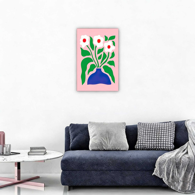 "Rose", art floral abstrait sur toile tendue 12 x 18