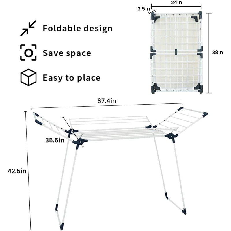 Séchoir à linge réglable réglable - pliable pour une utilisation intérieure / extérieure