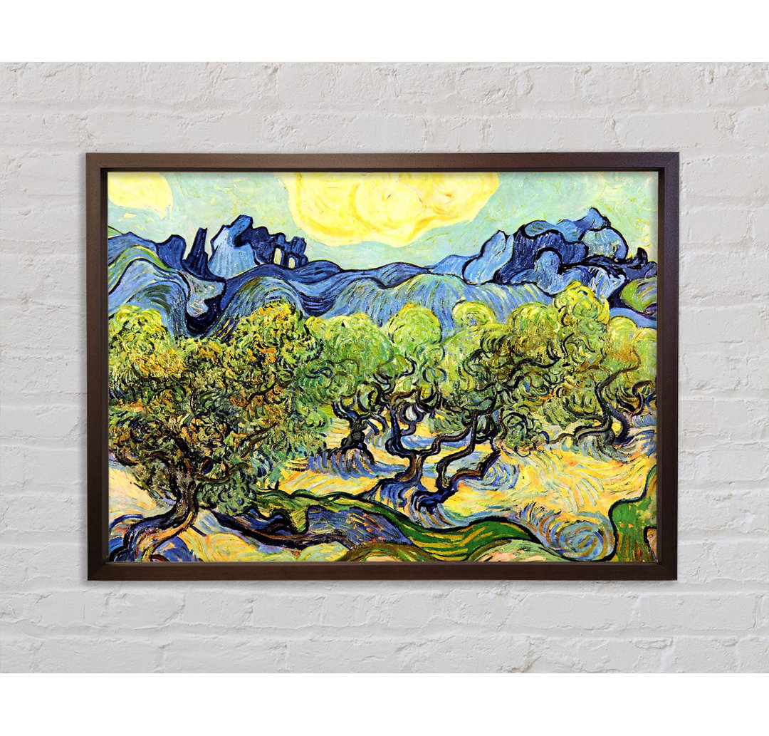 Landschaft mit Olivenbäumen von Vincent Van Gogh - Einzelbildrahmen Kunstdrucke auf Leinwand