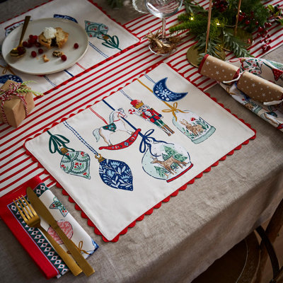 Christmas Ornaments 100% Cotton Placemat