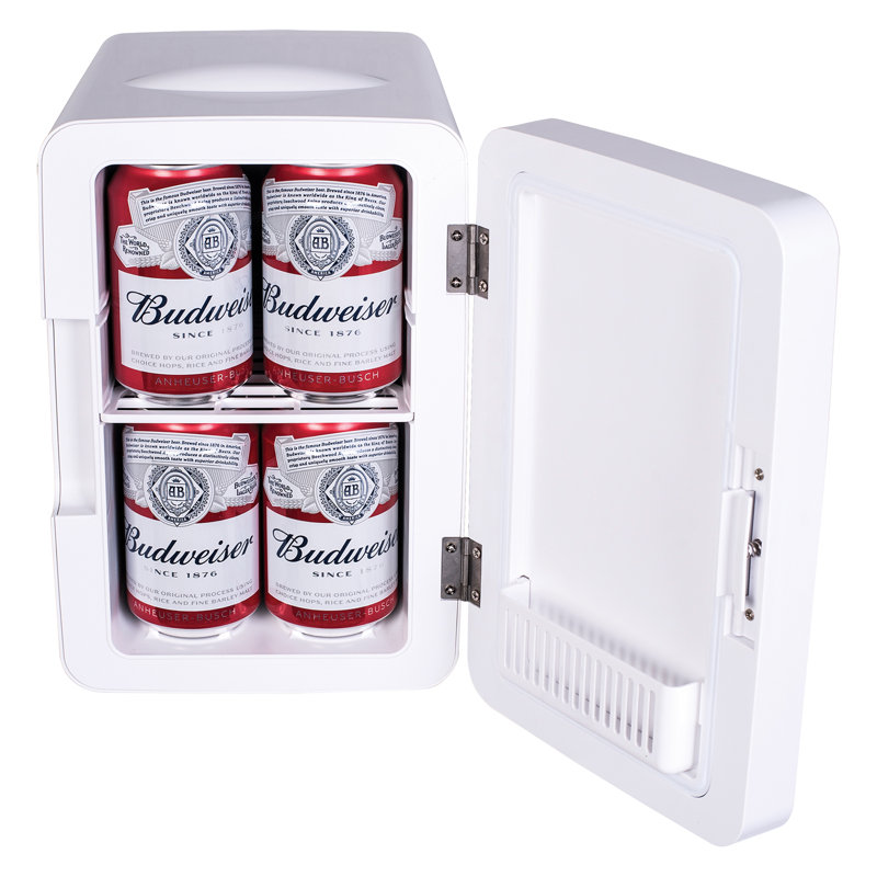 Compact White Thermoelectric Mini Fridge with Lighted Mirror
