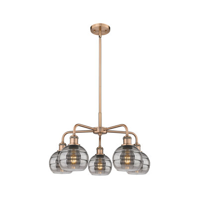 Chartoff 5 - Light Steel Dimmable Round / Oval Chandelier