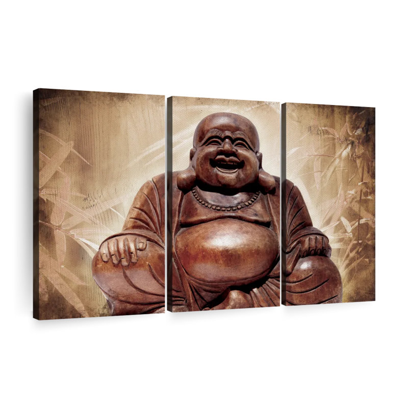 Laughing Buddha Multi Piece Canvas Print, H 28 po x l 45 po x P 1,25 po