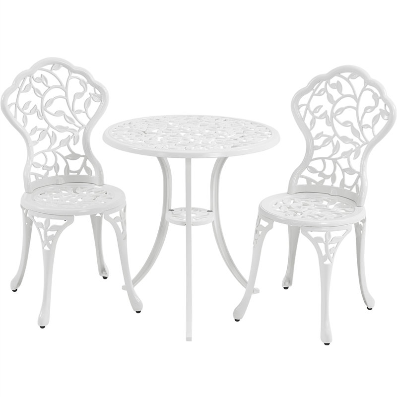 color  All Weather Table Set Antique Aluminium Bistro Dining Set, White
