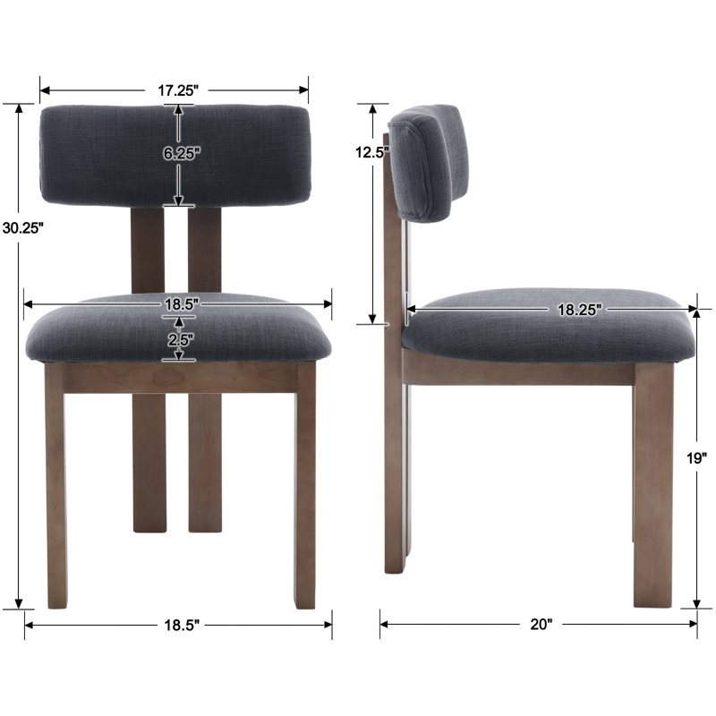 Chaises de salle à manger Janeene, Gris anthracite, Bois brun