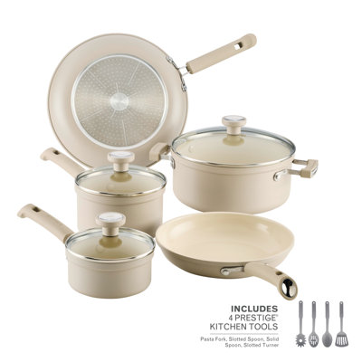 Farberware Truecook Ceramic Plus Induction Cookware Set, 12-Piece, Taupe