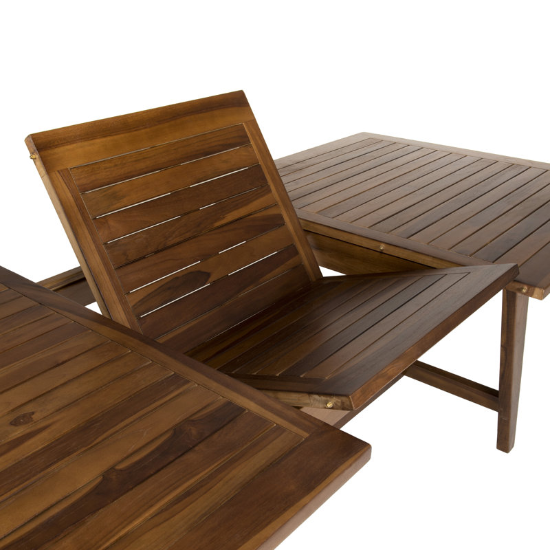 Langton Rectangular Teak Extendable Outdoor Dining Table With Umbrella Hole , 180cm cm W 100cm cm D