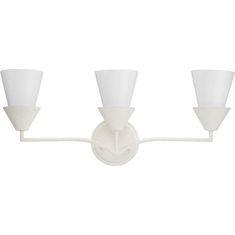 Éclairage pour meuble-lavabo contemporain à trois lumières, Plâtre blanc