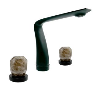 Rock Crystal Handles Widespread Modern Bathroom Faucet – Luxury 3-Hole Vanity Faucet with Handcrafted Crystal Handles