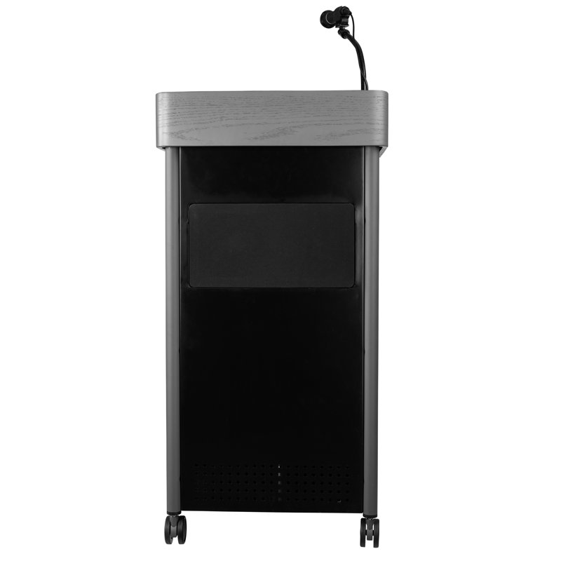 Charcoal and Black Steel Multimedia Lectern with Sound System
