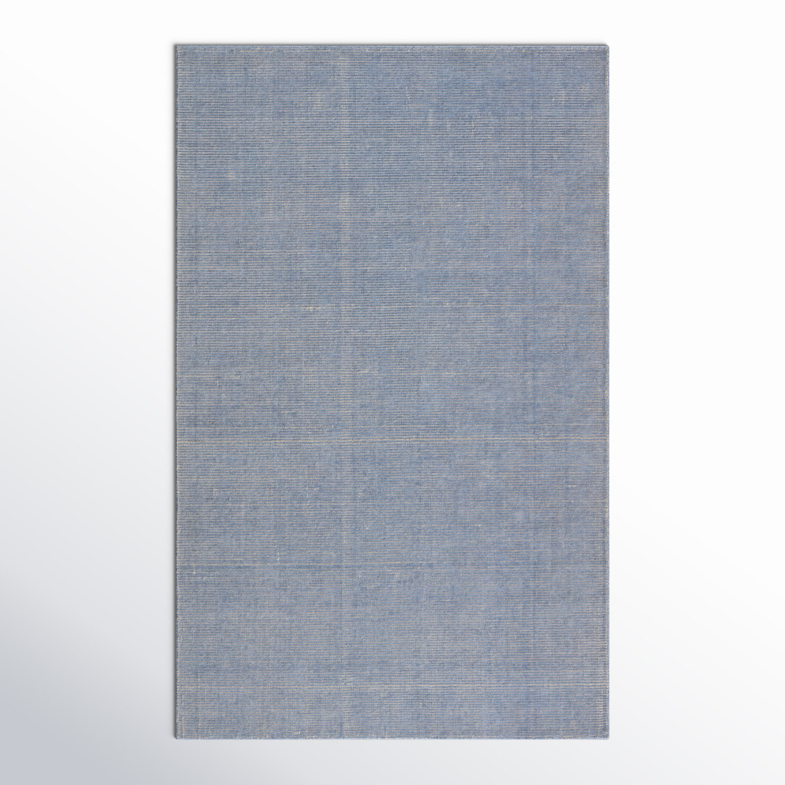 Caron Light Blue Cream Hand-Woven Striped Rug, Rectangle 5' x 8'