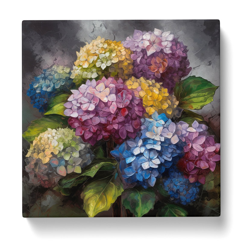 Hydrangea Expressionism - Wrapped Canvas, 35cm H x 35cm W x 3cm D