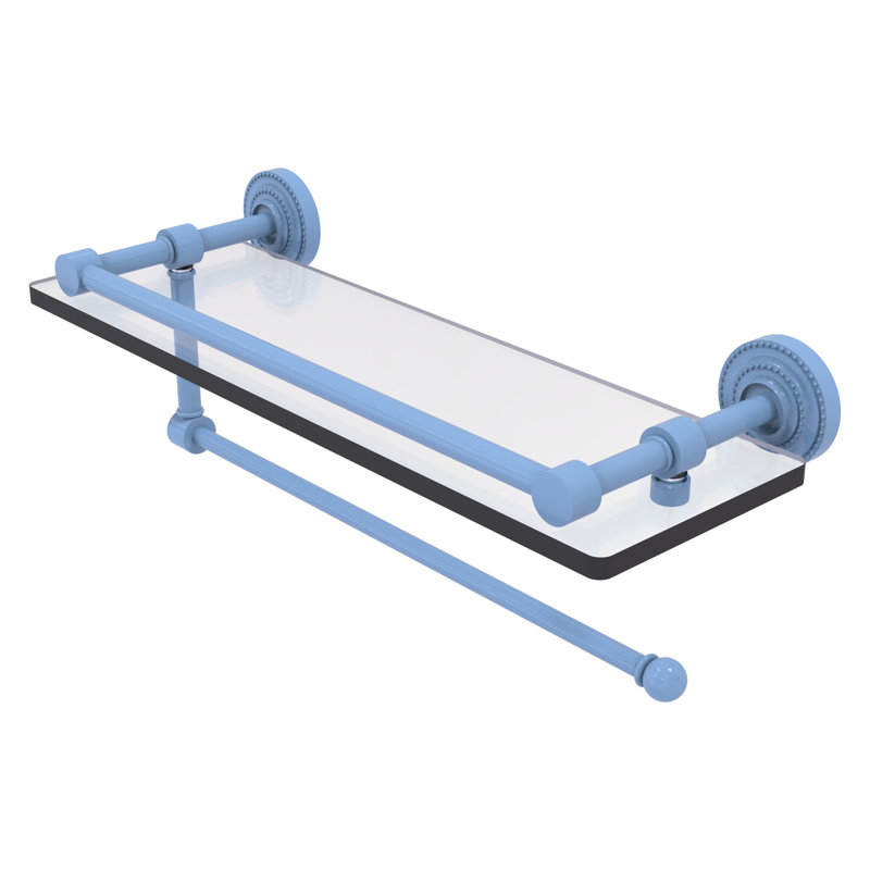 Porte-serviettes en papier Dottingham Collection avec tablette en verre Gallery, H 5 po x l 16 po x P 5 po, Bleu troll plat