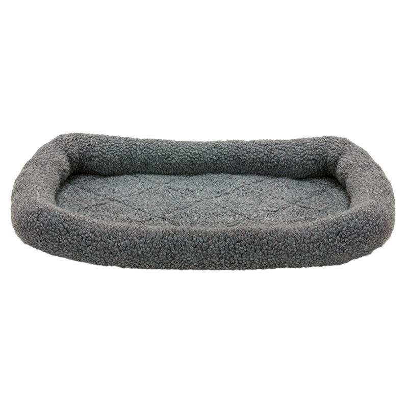 Faux Lambswool Crate Bolster Pet Bed, Gray, Small (18" W x 24" D x 2.25" H)