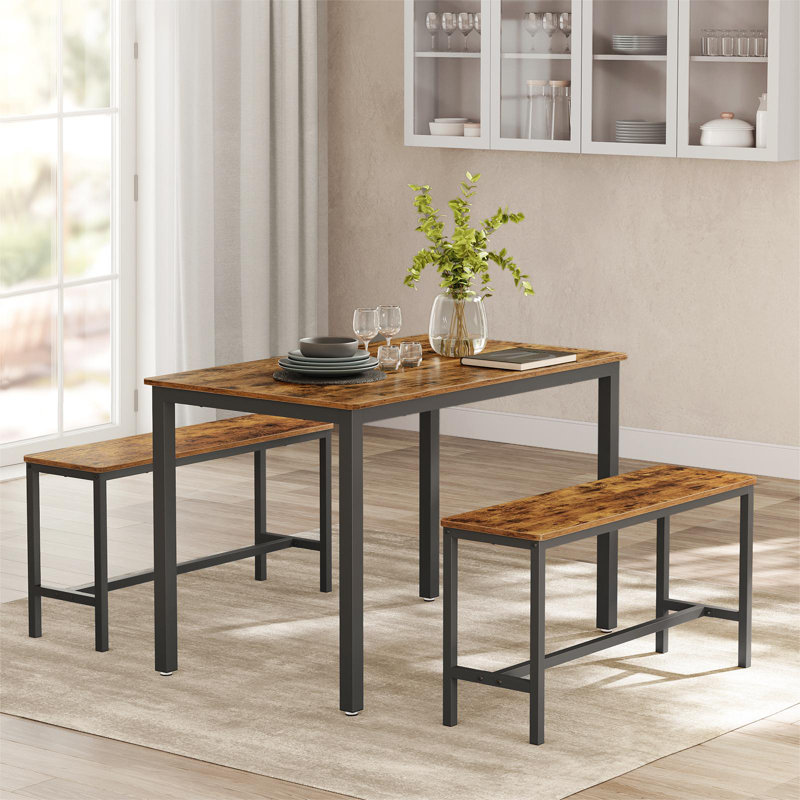 Franko 4 - Person Dining Set, Rustic Brown/Black