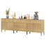 Buffet minimaliste en roseau 94,5 "avec portes et tiroirs, armoire de rangement en bois 3 en 1 pour cuisine et salle à manger-528779575