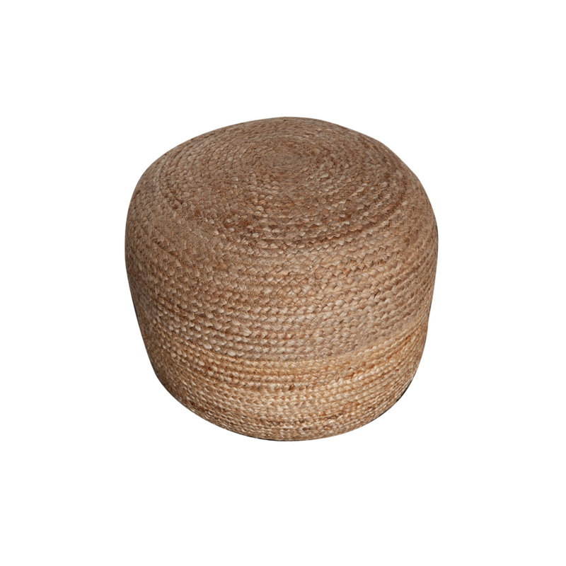 Pouf rond Poby, fibre de jute brun naturel 19 pouces