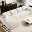Canapé-lit blanc en forme de L de 135 po, assise profonde moderne recouverte de velours côtelé, 4 pour la chambre à coucher et l'espace de vie, aucun canapé modulaire requis en blanc, méridienne, zones modulaires, requis-1071728505-1071728504