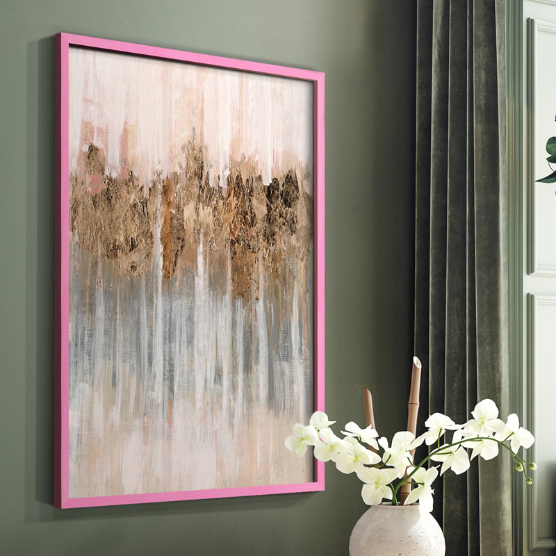 Printemps avec ombres encadrées - bois massif, Rose, H 10 po x l 8 po