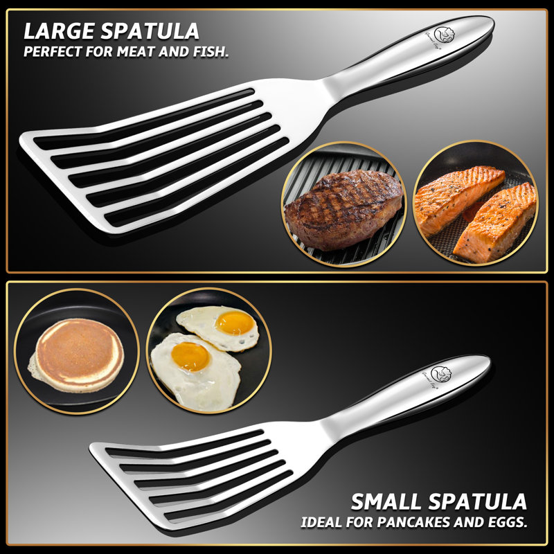 Stainless Steel Rectangular Turner Set for Flipping and Cooking