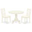 L'ensemble de mobilier de salle à manger 3 pièces comprend une table de cuisine ronde avec piédestal et 2 chaises de salle à manger rembourrées en tissu de lin, acajou-723470831-779668938-789984591