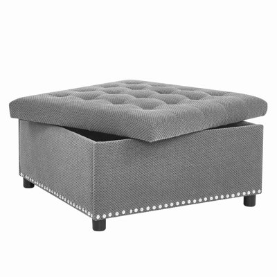 Storage Ottoman, Tufted Footstool, Nailhead Trim Ottoman, Square Storage Ottoman, Upholstered Coffee Table, Bedroom Storage, Living Room Accent, Ottoman
