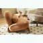Mignon fauteuil d'appoint sans accoudoirs - velours caramel - pieds en bois massif-1473951829
