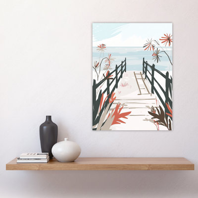 Beach Trail Soft Pastel Boho Floral Wall Art Print
