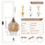 Suspension moderne ambrée avec cordon de 4,5 m, interrupteur marche/arrêt et abat-jour globe en verre martelé pour salon ou chambre.-917717788-917717789
