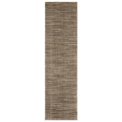Amot Minimalist Textured Lines Brown/ Beige Area Rug