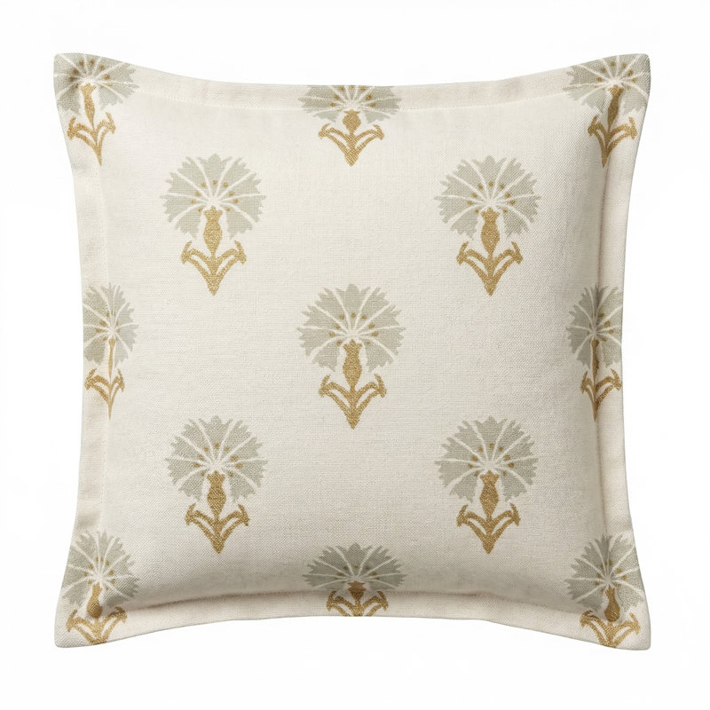 Lilly Hive Flanged Down Feather Outdoor Throw Pillow, Square 20", Feather, White Floral