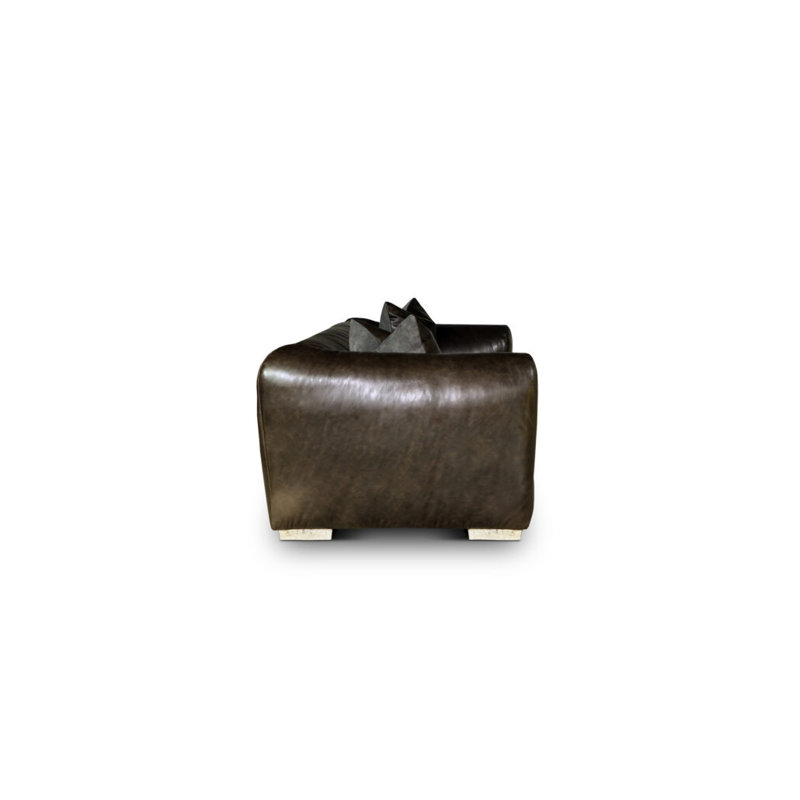 Bondstreet Leather Sofa, Ash Honey, Charcoal Rodeo Genuine Leather